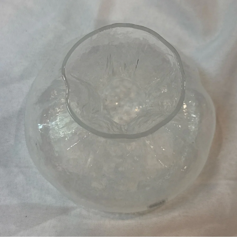 Vintage Swedish Glass Vase SEA Glasbruk by Kosta Rune Strand Sack Textured Vase